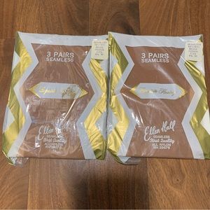 Vintage 60s Ellen Hall 2 packages of 3 pairs seamless neutral beige sheer panyho